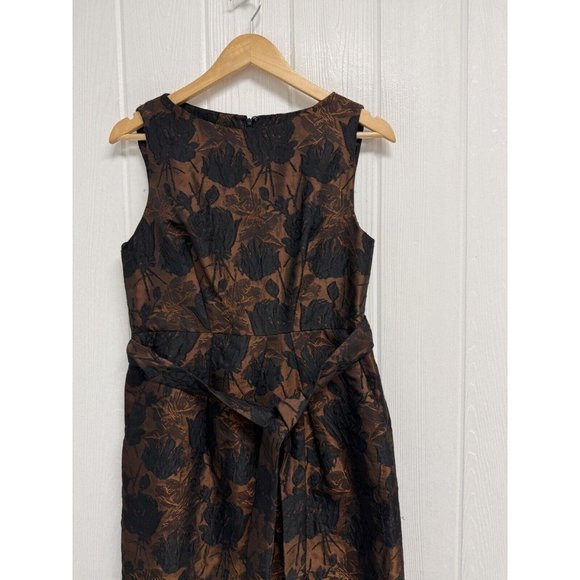 Talbots Women's Sleeveless Black And Brown Floral Sheath Formal Dress Size 8 - Picture 9 of 11
